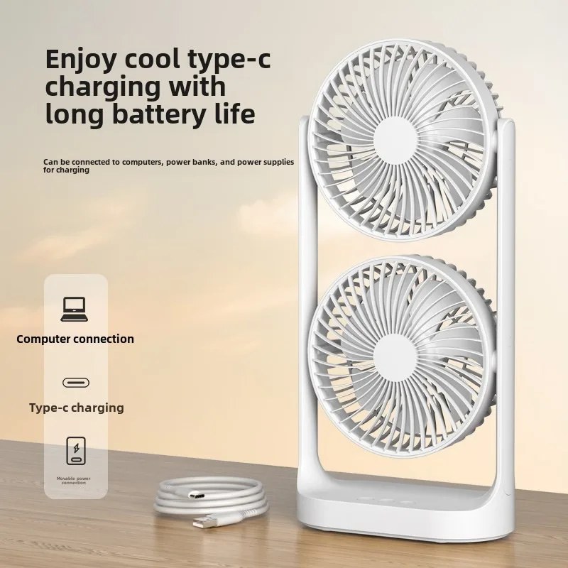 Double-Head High Wind Air Circulation Desktop Fan