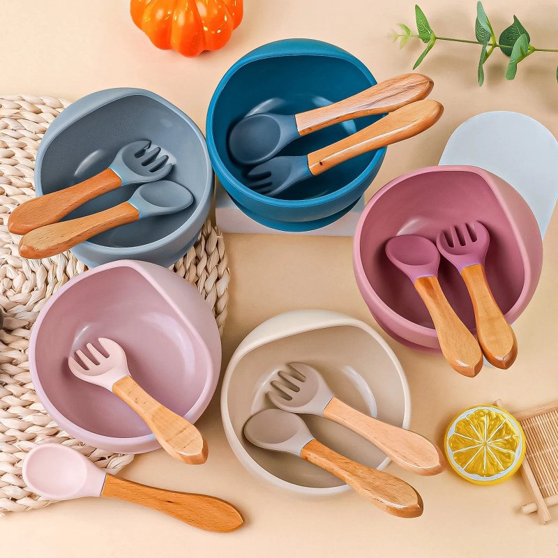 3 Pcs / Set Silicone Baby Feeding Bowl Tableware for Kids