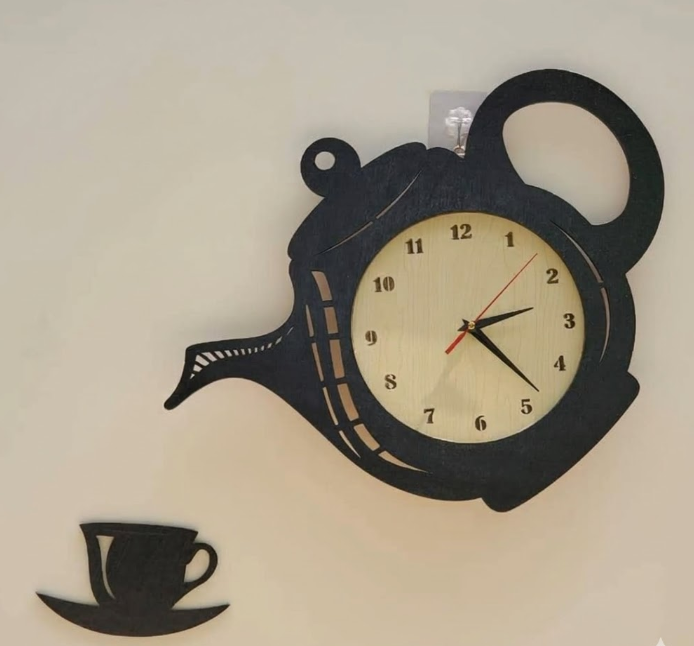 Kettle Cup Wooden Wall Clock