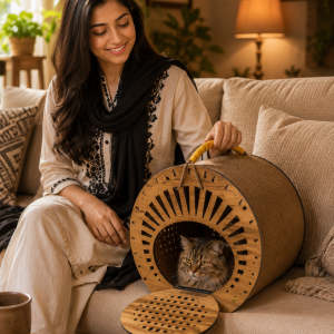 Wooden Cat House & Portable Carrier