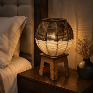 Premium Handcrafted Woven Bedside Table Lamp – Warm Ambient Decorative Light