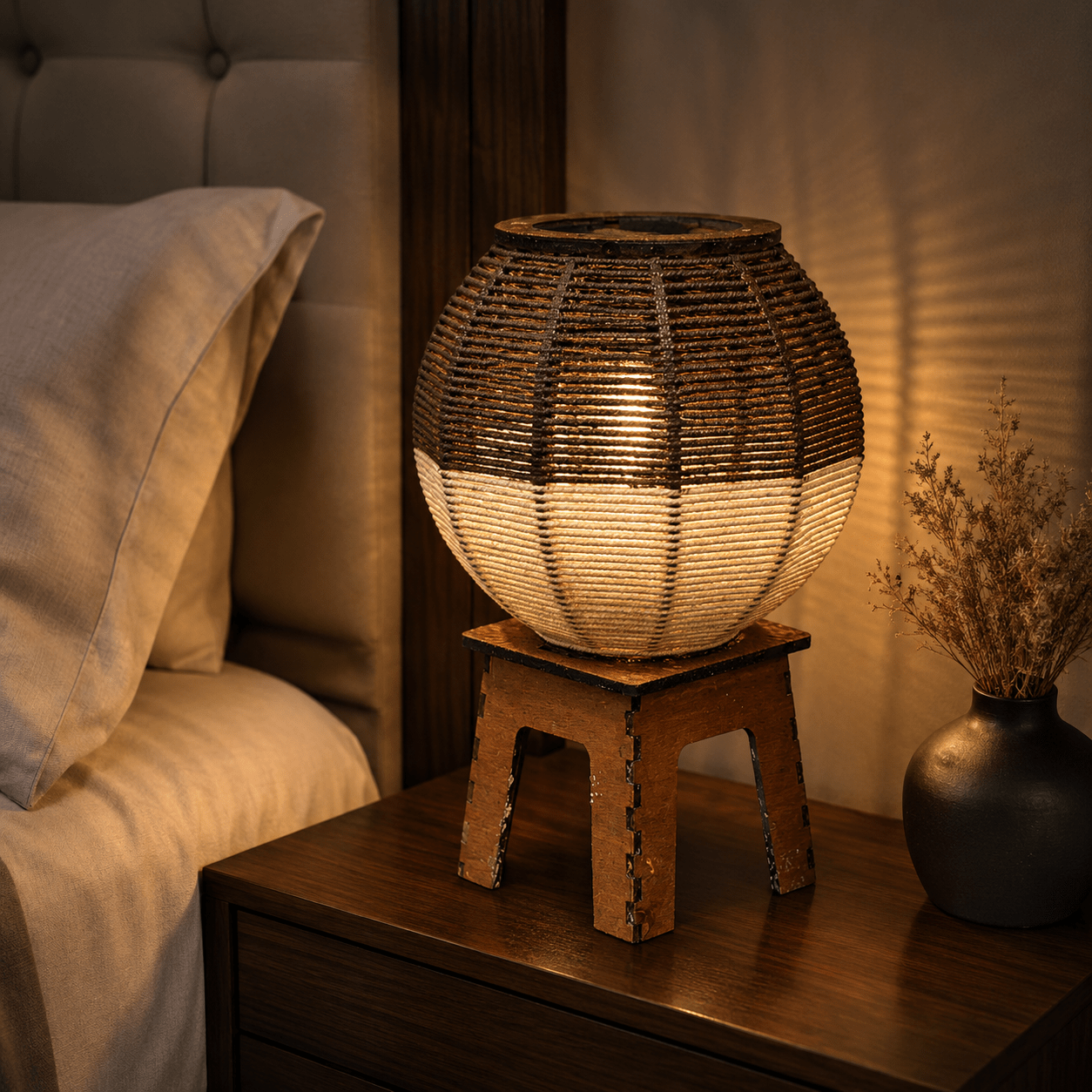 Premium Handcrafted Woven Bedside Table Lamp – Warm Ambient Decorative Light