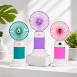 3-in-1 Rechargeable Mini Handheld Fan | Portable USB Cooling Fan (Pink, Purple & Green)