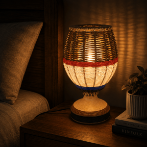 Multicolor Woven Decorative Bedside Table Lamp – Warm Ambient Light
