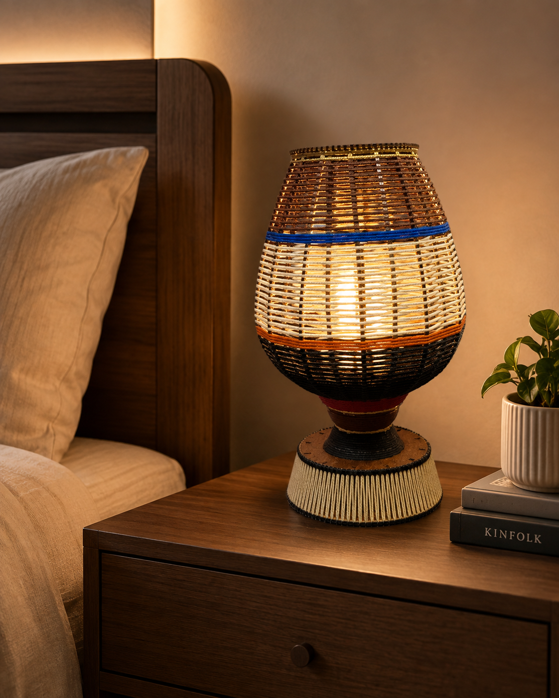 Handcrafted Decorative Bedside Table Lamp – Warm Ambient Light